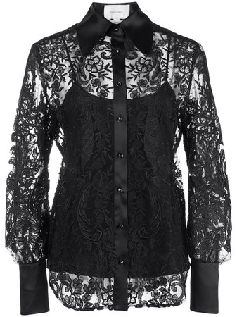 Marchesa Embroidered Lace Shirt