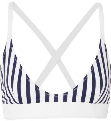 Bb Striped Triangle Bikini Top - White