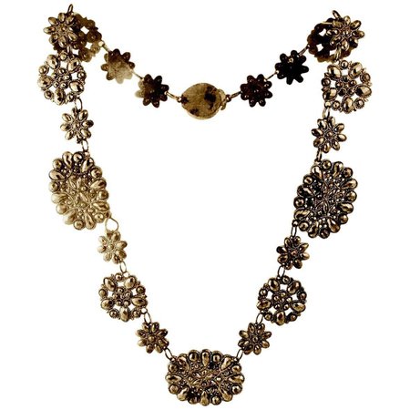 Antique Cut Steel Necklace with a Floral Motif For Sale at 1stDibs