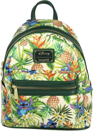 Amazon.com | Loungefly Disney Lilo & Stitch Hawaiian Pineapple All Over Print Mini Backpack | Casual Daypacks