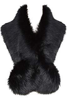 Faux Fur Collar Scarf Shrug for Winter Coat Flapper Fur Feather Boa Gatsby Wrap 1920s Shawl Accessories at Amazon Women’s Clothing store: