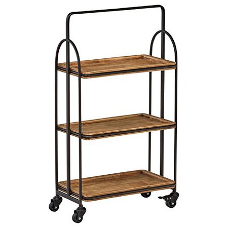 Amazon.com - Stone & Beam Industrial Rustic Arced Rolling Wood Metal Kitchen Bar Cart Island with Wheels, 37.2 Inch Height, Storage, Brown, Black - Bar & Serving Carts