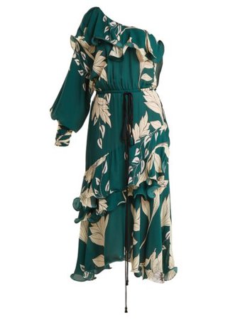 Johanna Ortiz - Jade One-Shoulder Floral-Print Dress | FASHION STYLE FAN