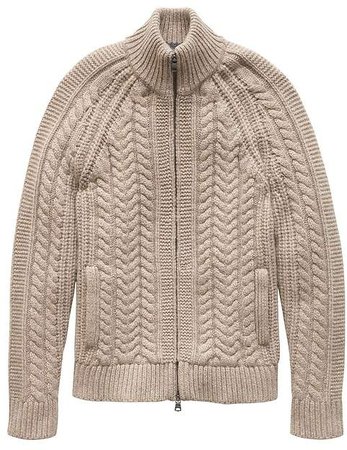 Cashmere Cable-Knit Full-Zip Sweater Jacket