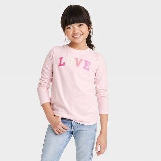 Girls' 'love' Long Sleeve Graphic T-shirt - Cat & Jack™ Light Pink : Target