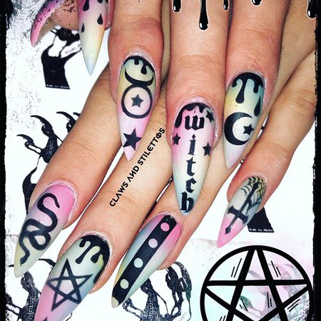 Pastel Goth Witch Nails