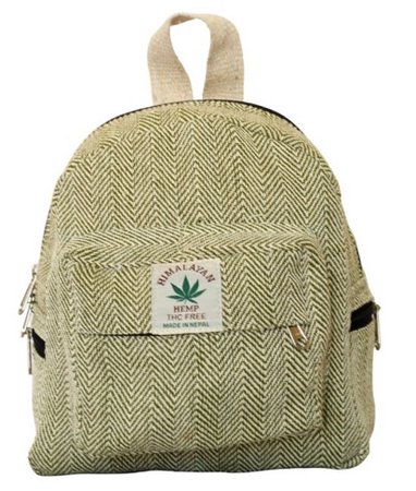 green hemp mini backpack