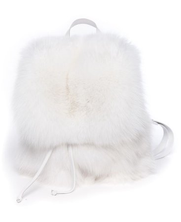 white fur backpack