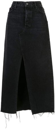 Isla Denim Front Slit Midi Skirt