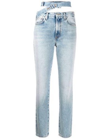 Heron Preston Denim High Rise Deconstructed Straight-leg Jeans in Blue