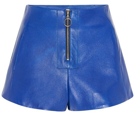 Blue Leather Shorts