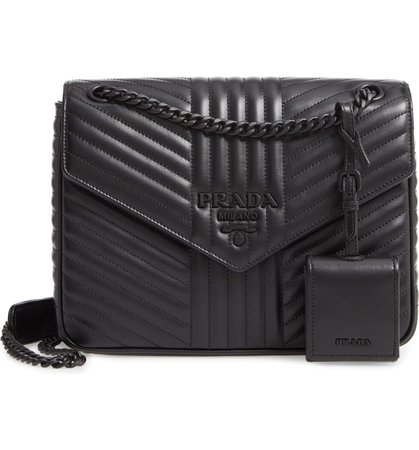 Prada Diagramme Quilted Leather Flap Crossbody Bag | Nordstrom