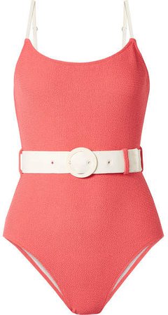 The Nina Belted Terry Swimsuit - Coral
