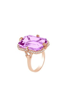 Lavender Amethyst Emerald Cut Ring By Goshwara | Moda Operandi