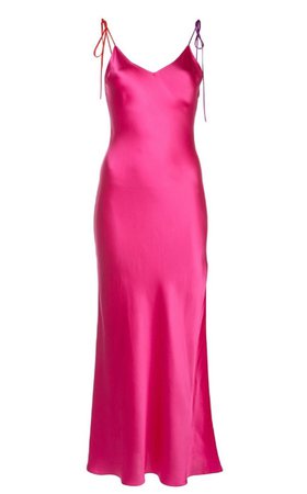 pink silk dress long