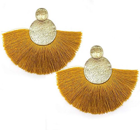 Amazon.com: Circle Tassels Earrings, Tassels Pendant Earrings, Designer Tassels Jewelry Making By MeliMe (Dark yellow): Jewelry