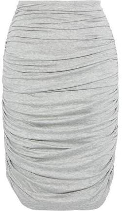 Ruched Melange Stretch-jersey Skirt