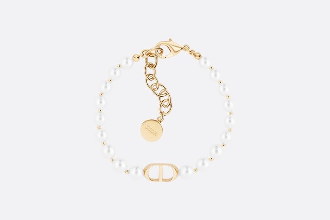 White Resin Bead 30 Montaigne Gold Finish Bracelet - Fashion Jewellery - Women's Fashion | DIOR