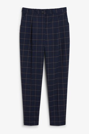 Checked trousers - Blue checks - Trousers & shorts - Monki GB