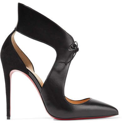 Ferme Rouge 100 Cutout Leather And Suede Pumps - Black