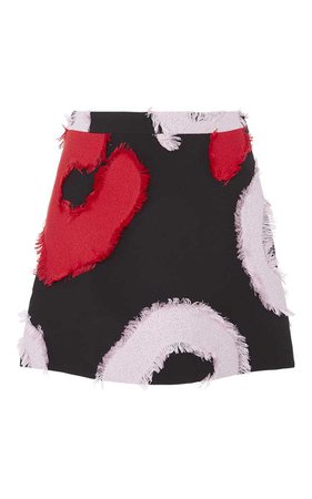 Versace Frayed Applique A-Line Mini Skirt
