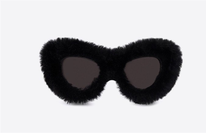 Balenciaga Fluffy Sunglasses Cat Eye Black