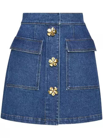Oscar De La Renta Denim Mini Skirt - Farfetch