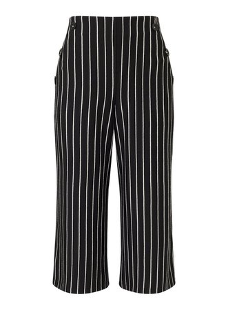 PETITE Black Striped Button Culotte Trousers - Trousers - Clothing - Miss Selfridge