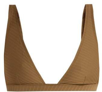 Textured Triangle Bikini Top - Womens - Khaki