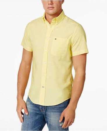 Yellow Short sleeve button down shirt