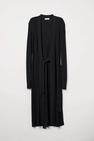 Rib-knit Wrap Dress - Black