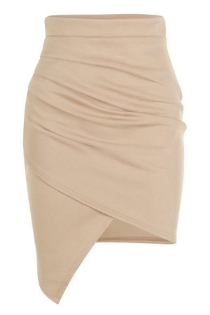 Rouched Side Asymetric Skirt | Boohoo