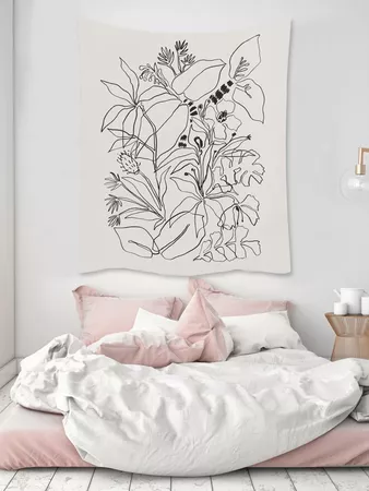 Sketch Flower Print Tapestry | SHEIN UK