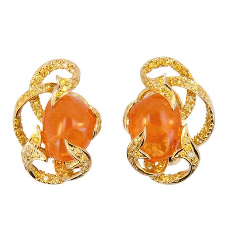Laura Munder Mandarin Garnet and Yellow Diamond Earrings For Sale at 1stDibs