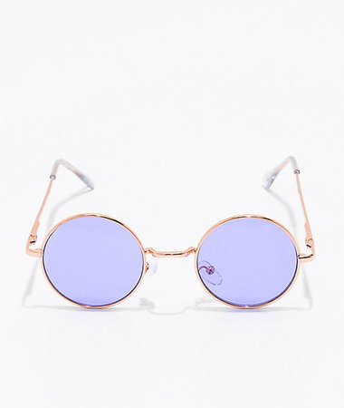 Rose Gold & Purple Round Sunglasses | Zumiez