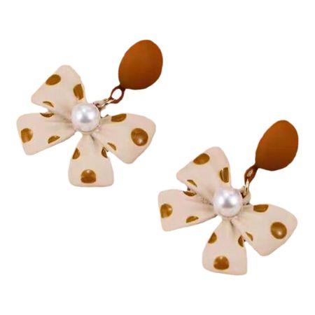 Polka dot bow earrings women's 2021 new temperament high-end autumn and winter earrings hypoallergenic silver needle earrings pendant