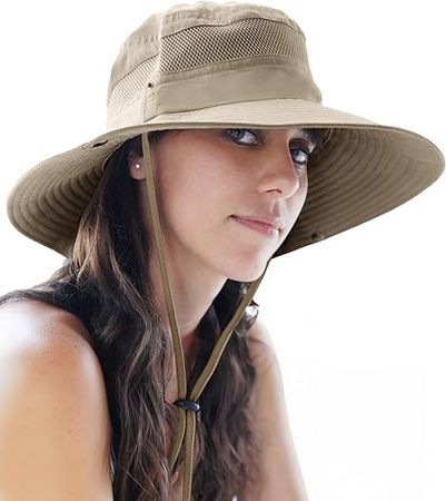 Amazon.com: GearTOP Wide Brim Sun Hat for Womens and Mens Sun Hats - UV Protection Fishing Hat Safari Hat for Hiking Gardening & Beach Khaki : Sports & Outdoors