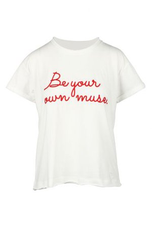 Crewneck White T-Shirt with Red Lettering