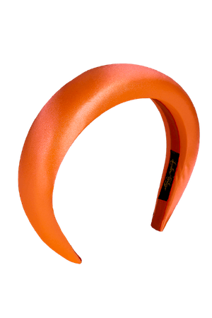 Leontine Vintage Satin padded headband, fluorescent orange – monogrammed