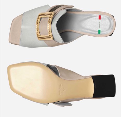 light grey luxe sandals mules