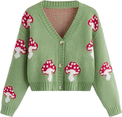 Amazon.com: Verdusa Girl's Long Sleeve Drop Shoulder Knit Button Up Cardigan Sweater: Clothing, Shoes & Jewelry