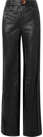 Fischer Paneled Leather Wide-leg Pants - Black