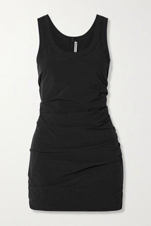 Black Ruched stretch-shell mini dress | Alexander Wang | NET-A-PORTER
