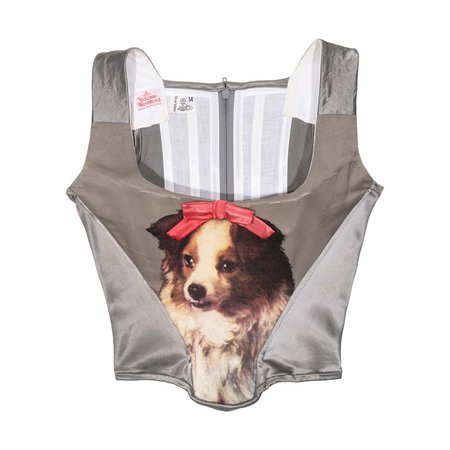 Vivienne Westwood grey corset with Thomas Gainsborough dog print, fw 1992 For Sale at 1stDibs