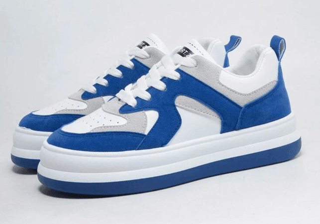 blue and white sneakers