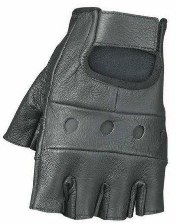 black fingerless leather gloves
