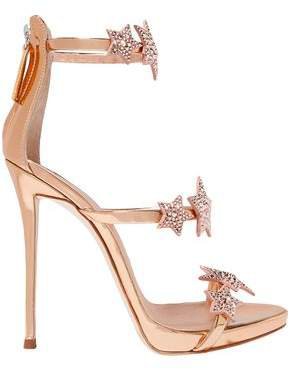 Coline 110 Crystal-embellished Mirrored-leather Sandals