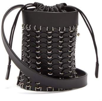 Mini Link Embellished Woven Leather Bucket Bag - Womens - Black