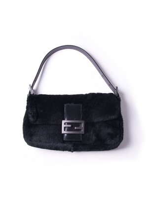 FENDI Rabbit Fur Baguette Handbag