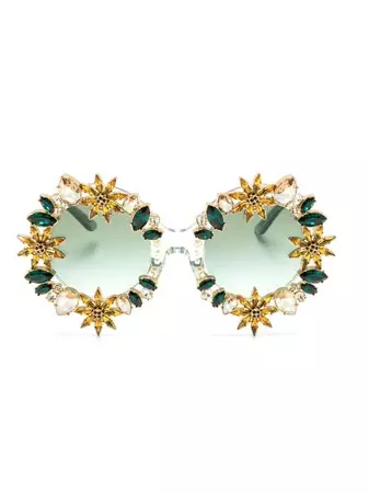 Dolce & Gabbana Eyewear crystal-embellishment round-frame Sunglasses - Farfetch